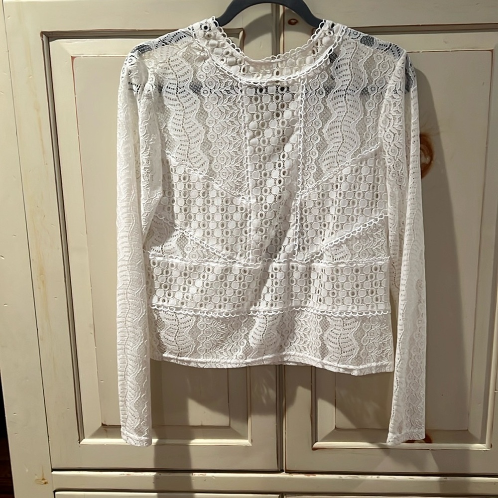 Lacey long sleeve White top